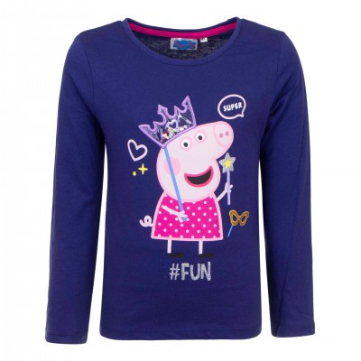 Bluza copii Peppa Pig, maneca lunga, bumbac, marimea 110, 5 ani, albastru