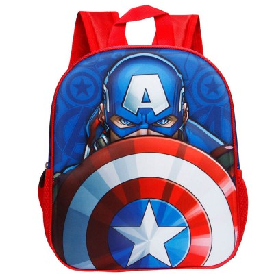 Ghiozdan copii Marvel Avengers - Captain America, design 3D, dimeniuni 31 x 25 x 9 cm