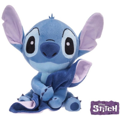 Jucarie de plus Lilo si Stitch - Stitch cu paturica, inaltime 22 cm