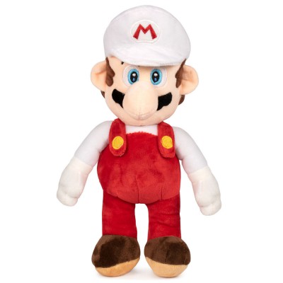 Jucarie de plus Super Mario Bros - Mario Blanco, multicolor, inaltime 35 cm