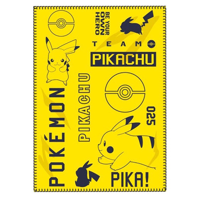 Patura Pokemon Pikachu, tip fleece, poliester, dimensiune 140 cm x 100 cm