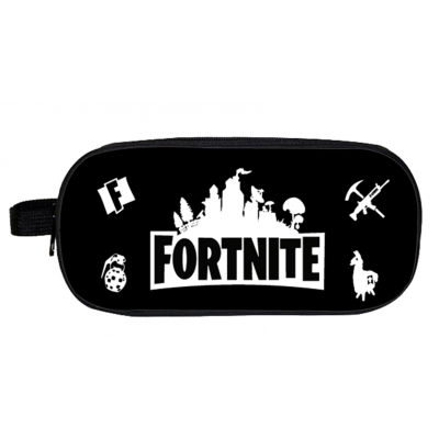 Penar Fortnite, doua compartimente, 24 cm, negru cu imprimeu Fortnite alb model 4