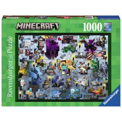 Puzzle Minecraft, 1000 piese, dimensiune 70 x 50 cm, recomandat adultilor sau copiilor peste 14 ani