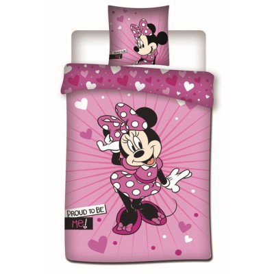 Set 2 piese lenjerie pat Minnie Mouse, dimensiune 140 cm x 200 cm