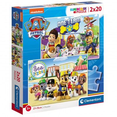 Set 2 x Puzzle Paw Patrol, 20 piese, dimensiune 29 x 17 cm