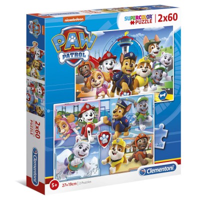 Set 2 x Puzzle Paw Patrol, 60 piese, dimensiune 27 x 19 cm