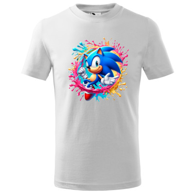 Tricou pentru copii Sonic the Hedgehog, imprimeu multicolor, bumbac 100%, unisex, model 10