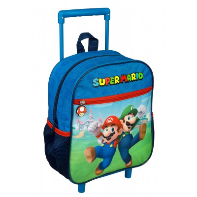Troler tip ghiozdan copii Super Mario, multicolor, inaltime 34 cm