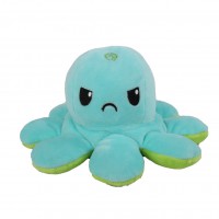 Caracatita reversibila din plus cu 2 fete, fata fericita si fata trista, Octopus Happy-Sad, inaltime 12 cm, diametru 20 cm, vernil
