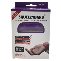 Bratara dispenser pentru dezinfectant maini, SQUEEZYBAND, culoare liliac, 15 ml, silicon, curea reglabila