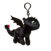 Breloc din plus How To Train Your Dragon 3 - Night Fury Toothless, negru, inaltime 13 cm, lungime 20 cm