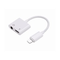 Cablu adaptor Lightning la Jack mama 3.5mm si USB, carcasa plastic, alb, pentru dispozitive APPLE