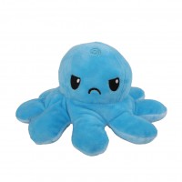 Caracatita reversibila din plus cu 2 fete, fata fericita si fata trista, Octopus Happy-Sad, inaltime 12 cm, diametru 20 cm, albastrul cerului