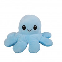 Caracatita reversibila din plus cu 2 fete, fata fericita si fata trista, Octopus Happy-Sad, inaltime 12 cm, diametru 20 cm, albastrul cerului