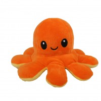 Caracatita reversibila din plus cu 2 fete, fata fericita si fata trista, Octopus Happy-Sad, inaltime 12 cm, diametru 20 cm, portocaliu
