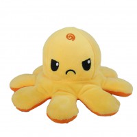 Caracatita reversibila din plus cu 2 fete, fata fericita si fata trista, Octopus Happy-Sad, inaltime 12 cm, diametru 20 cm, portocaliu