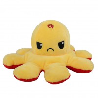 Caracatita reversibila din plus cu 2 fete, fata fericita si fata trista, Octopus Happy-Sad, inaltime 12 cm, diametru 20 cm, rosu