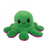 Caracatita reversibila din plus cu 2 fete, fata fericita si fata trista, Octopus Happy-Sad, inaltime 12 cm, diametru 20 cm, verde