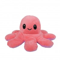 Caracatita reversibila din plus cu 2 fete, fata fericita si fata trista, Octopus Happy-Sad, inaltime 12 cm, diametru 20 cm, violet