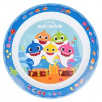 Farfurie intinsa din plastic pentru copii Baby Shark, diametru 22 cm, compatibila cu microunde