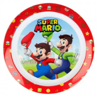 Farfurie intinsa din plastic pentru copii Mario si Luigi, diametru 22 cm, compatibila cu microunde