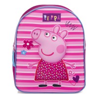 Ghiozdan copii Peppa Pig Happy, roz, design 3D, forma putin ovala, inaltime 32