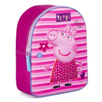 Ghiozdan copii Peppa Pig Happy, roz, design 3D, forma putin ovala, inaltime 32