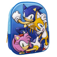 Ghiozdan prescolari Sonic the Hedgehog si prietenii lui, design 3D, 32 x 24 x 8 cm