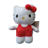 Jucarie de plus Hello Kitty, alb cu rosu, inaltime 30 cm