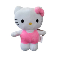 Jucarie de plus Hello Kitty, alb cu roz, inaltime 30 cm