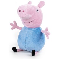 Jucarie de plus, Peppa Pig Happy Oink, roz cu albastru, inaltime 20 cm, model 2