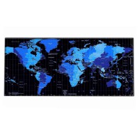 Mouse Pad - Harta lumii 80 x 30 cm - fundal negru, nuante de albastru