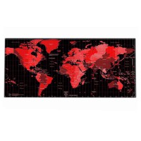 Mouse Pad - Harta lumii 80 x 30 cm - fundal negru, nuante de rosu