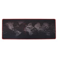 Mouse Pad - Harta lumii 80 x 30 cm, negru cu bordura rosie