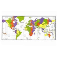 Mouse Pad - Harta lumii 90 x 40 cm, fundal alb, multicolor