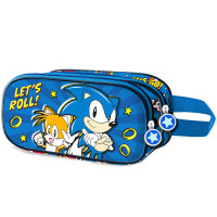 Penar Sonic The Hedgehog, Sonic si Tails, design 3D, 2 compartimente, dreptunghiular, 22 x 10 x 6.5 cm