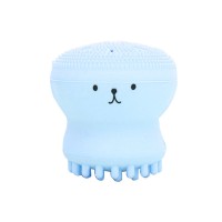 Perie de curatare faciala din silicon pentru exfoliere si curatare a porilor, albastru deschis