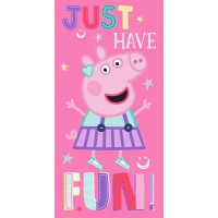 Prosop copii Peppa Pig - Just Have Fun pentru plaja sau baie, poliester, multicolor, dimensiune 70 cm x 140 cm