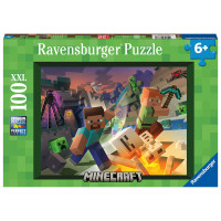 Puzzle Minecraft, 100 piese XXL, dimensiune 49 x 36 cm, recomandat copiilor peste 6 ani