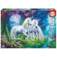 Puzzle Unicornii Fericiti, 500 piese, dimensiune 48 x 34 cm, recomandat copiilor peste 11 ani