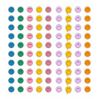 Set 180 stickere din hartie, Emoticoane Emojy fete zambitoare cu margine alba, multicolor, diametru 1.5 cm