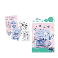 Set 2 carti de colorat si 4 creioane colorate Disney Lilo & Stitch