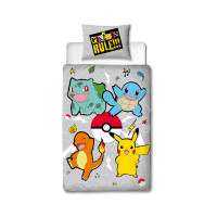 Set 2 piese lenjerie pat Pokemon, poliester, dimensiune 140 cm x 200 cm