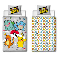 Set 2 piese lenjerie pat Pokemon, poliester, dimensiune 140 cm x 200 cm