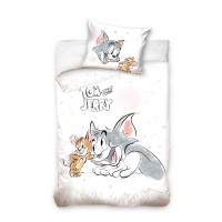 Set 2 piese lenjerie pat Tom and Jerry, dimensiune 135 cm x 100 cm