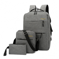 Set 3 piese, ghiozdan laptop, borseta, penar, culoare gri model 1 Set 3 piese, ghiozdan laptop, borseta, penar, culoare gri model 1