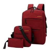 Set 3 piese, ghiozdan laptop, borseta, penar, culoare visiniu model 1 Set 3 piese, ghiozdan laptop, borseta, penar, culoare visiniu model 1