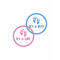 Stickere autoadezive Gender Reveal - It's a boy / It's a girl, pentru petreceri, personalizate în dimensiuni și designuri variate
