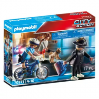 Set figurine Playmobil City Action - Politist pe bicicleta in urmarirea unui hot