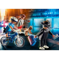Set figurine Playmobil City Action - Politist pe bicicleta in urmarirea unui hot